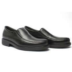 Zapatos Marrones de Ancho especial para Hombre sin cordones y suela negra vistos de lado
