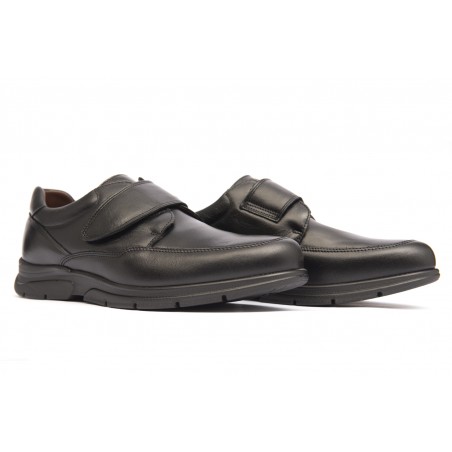 Zapatos Mocasines Ancho especial para hombre en cuero vacuno con cierre adhesivo vistos de lado